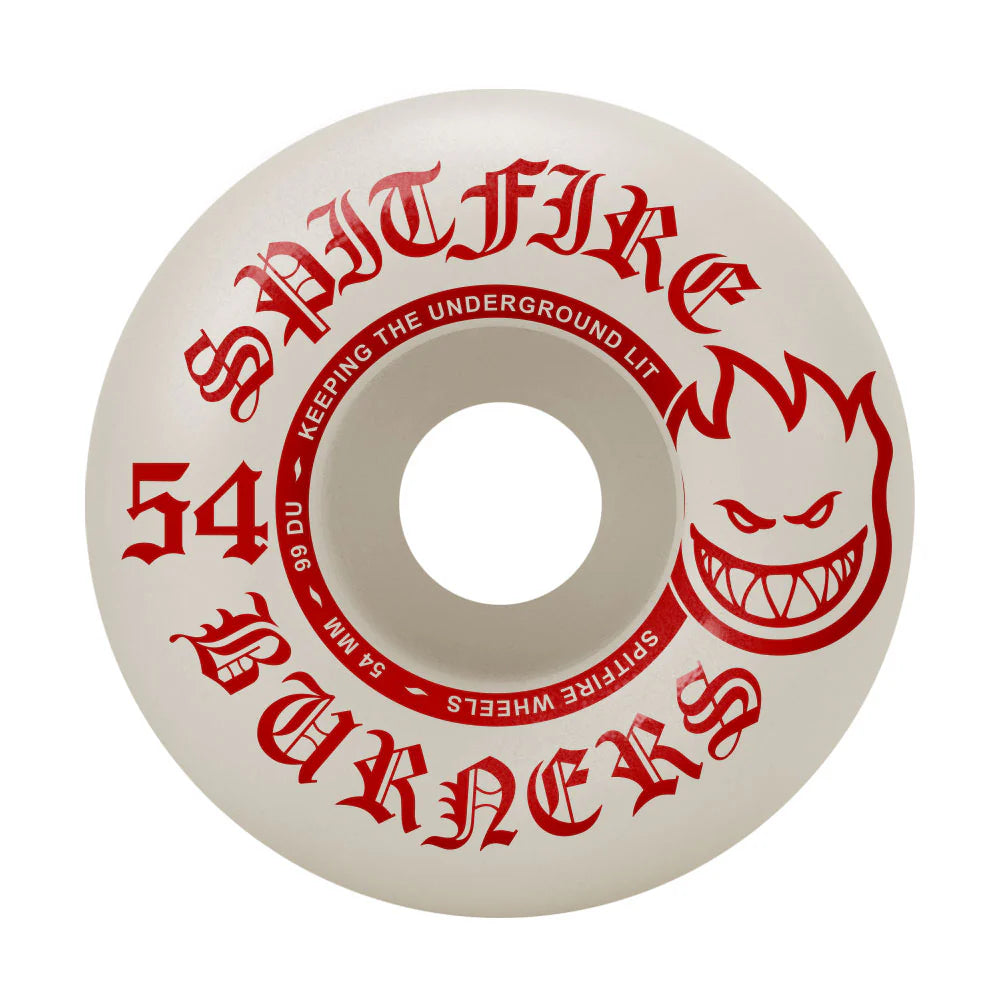 Spitfire Skateboard Wheels Burners White/Red 54mm 99A
