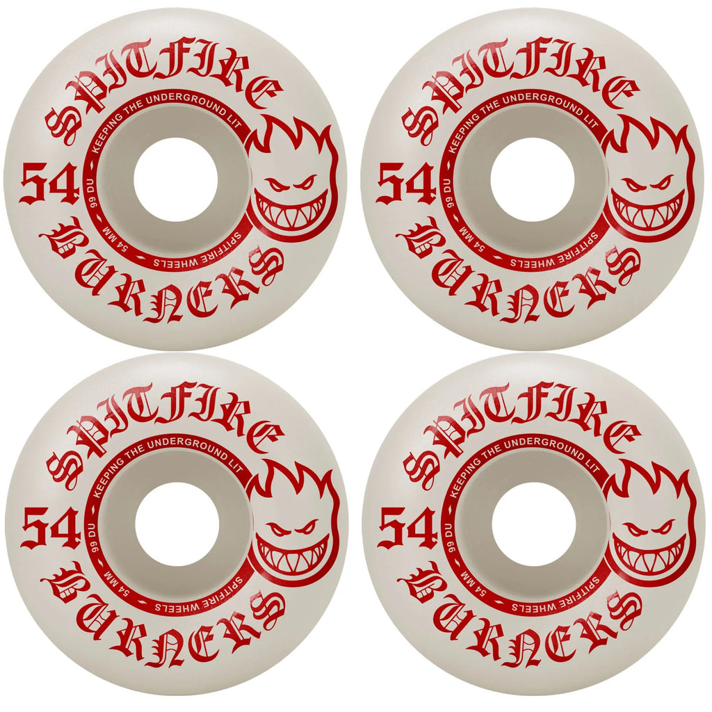 Spitfire Skateboard Wheels Burners White/Red 54mm 99A