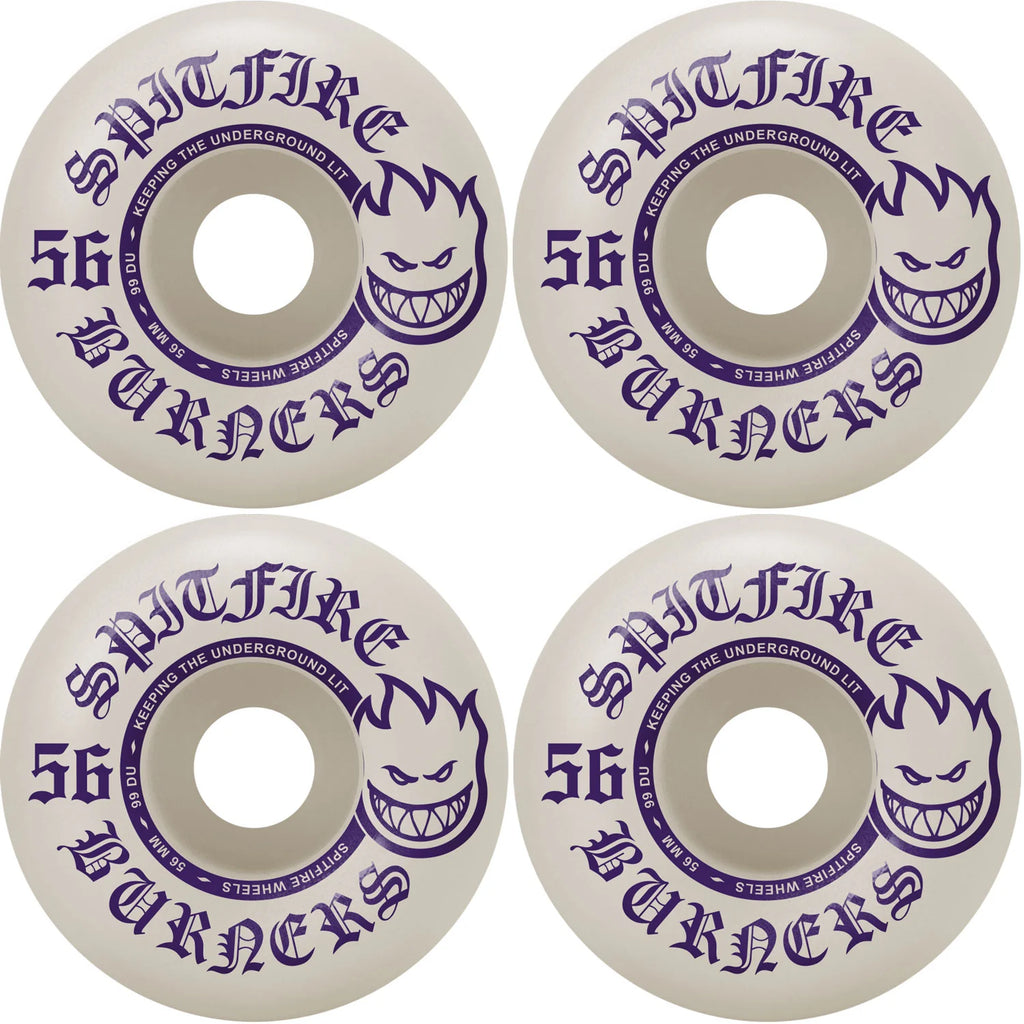 Spitfire Skateboard Wheels Burners White/Purple 56mm 99A