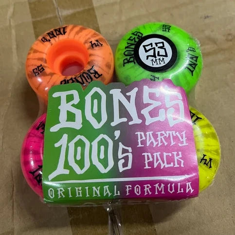 BONES Party Pack OG 100's Multi Color Skateboard Wheels 53mm 100A