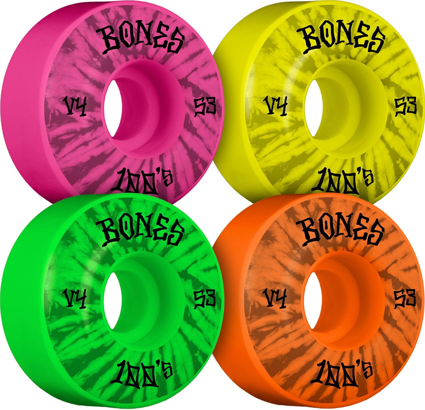 BONES Party Pack OG 100's Multi Color Skateboard Wheels 53mm 100A