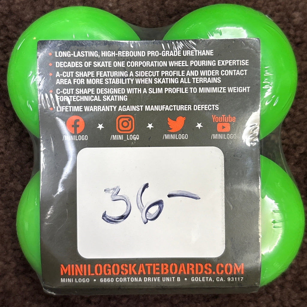 Mini Logo Green Skateboard Wheels 52mm C-Cut 101A