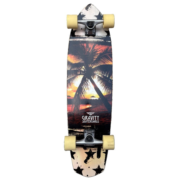 Gravity Stars & Palms Longboard Skateboard Complete 9.75”