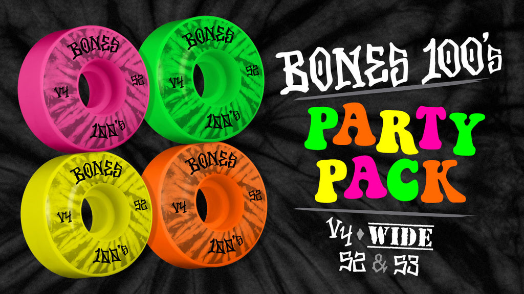 BONES Party Pack OG 100's Multi Color Skateboard Wheels 53mm 100A