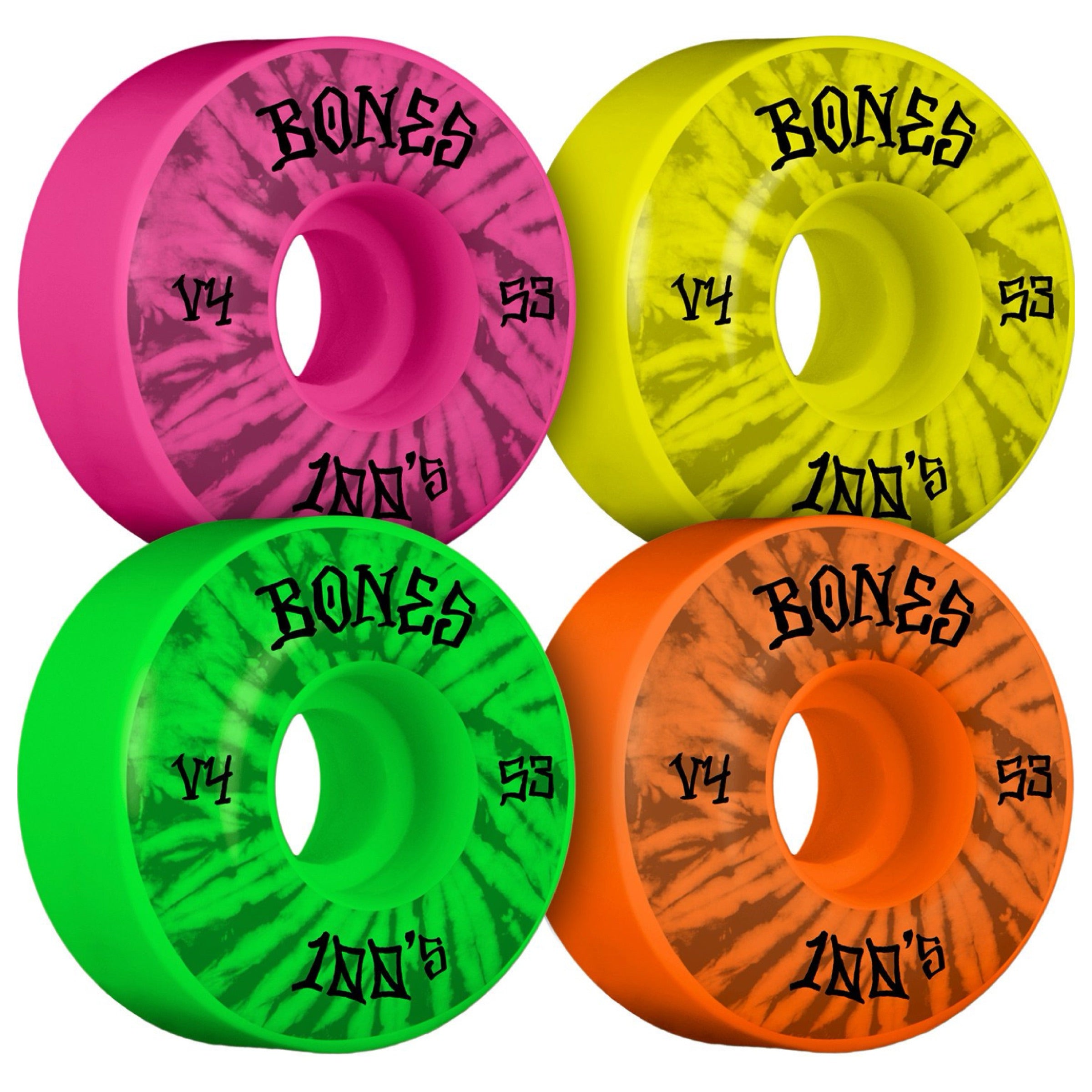 BONES Party Pack OG 100's Multi Color Skateboard Wheels 53mm 100A