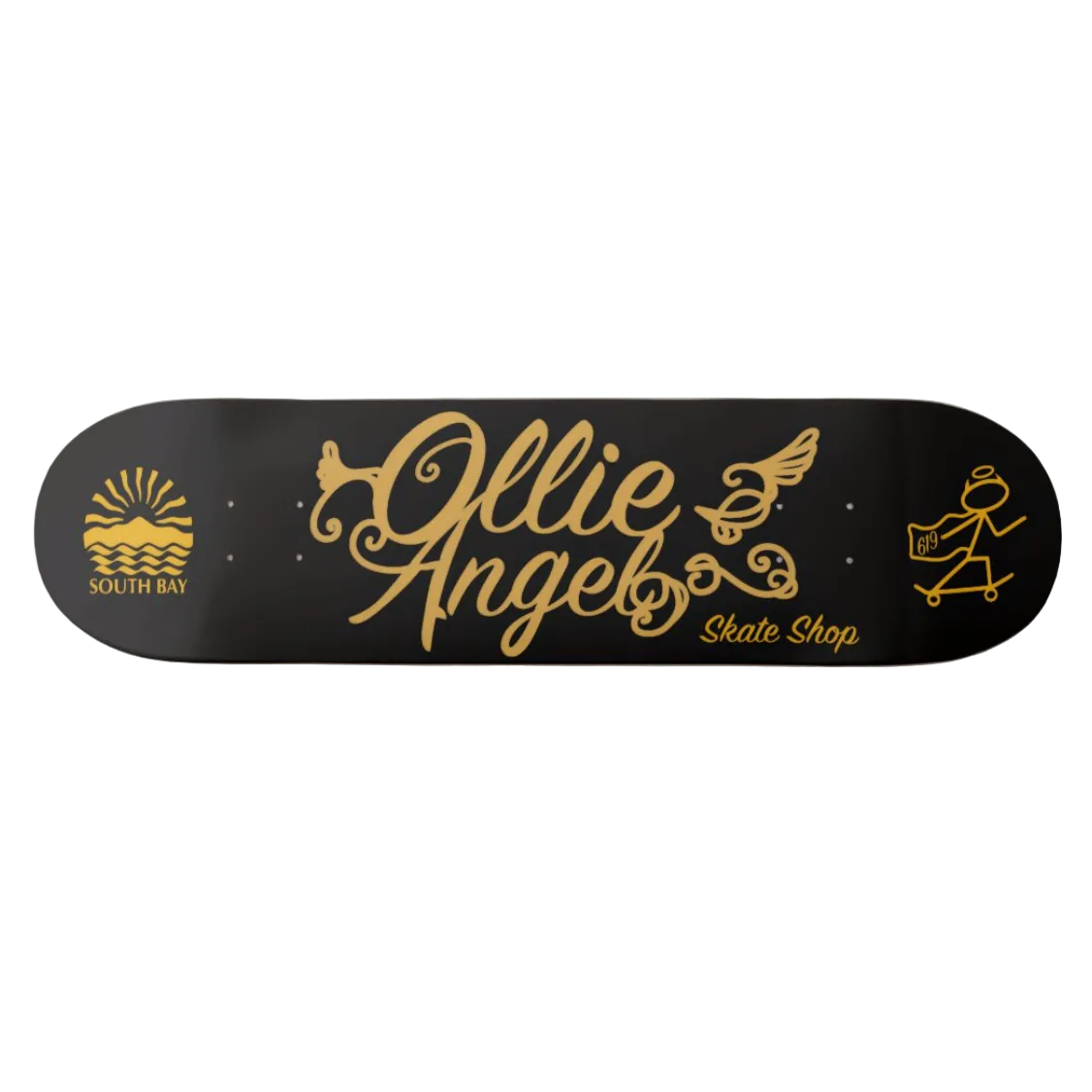 Ollie Angel Gold Script Skateboard Deck